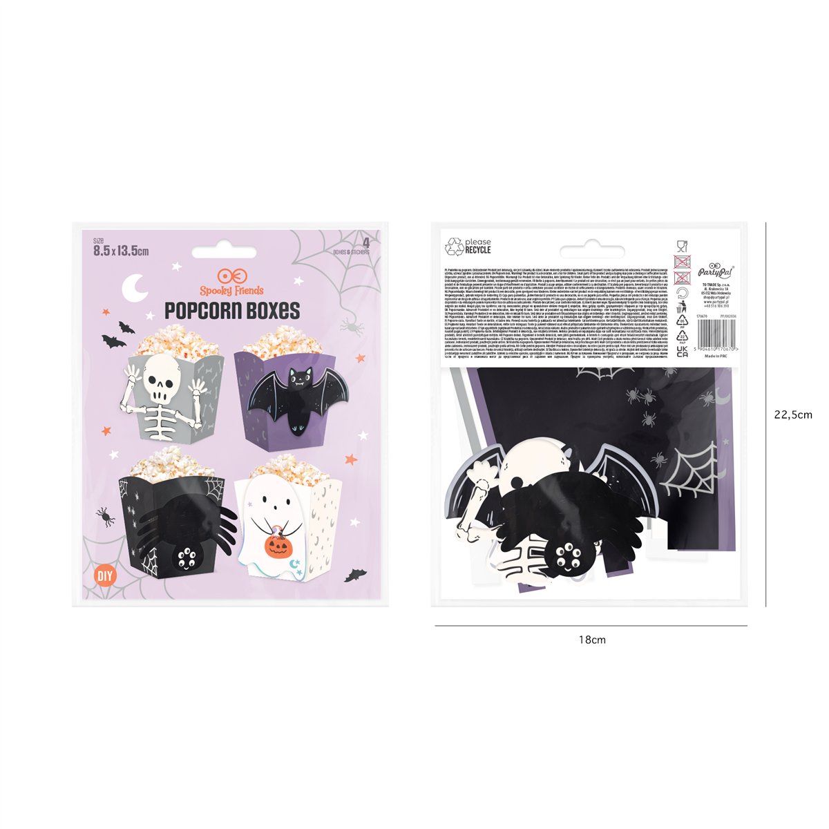 6 st. Popcornaskar med Monsterdesign 800 ml