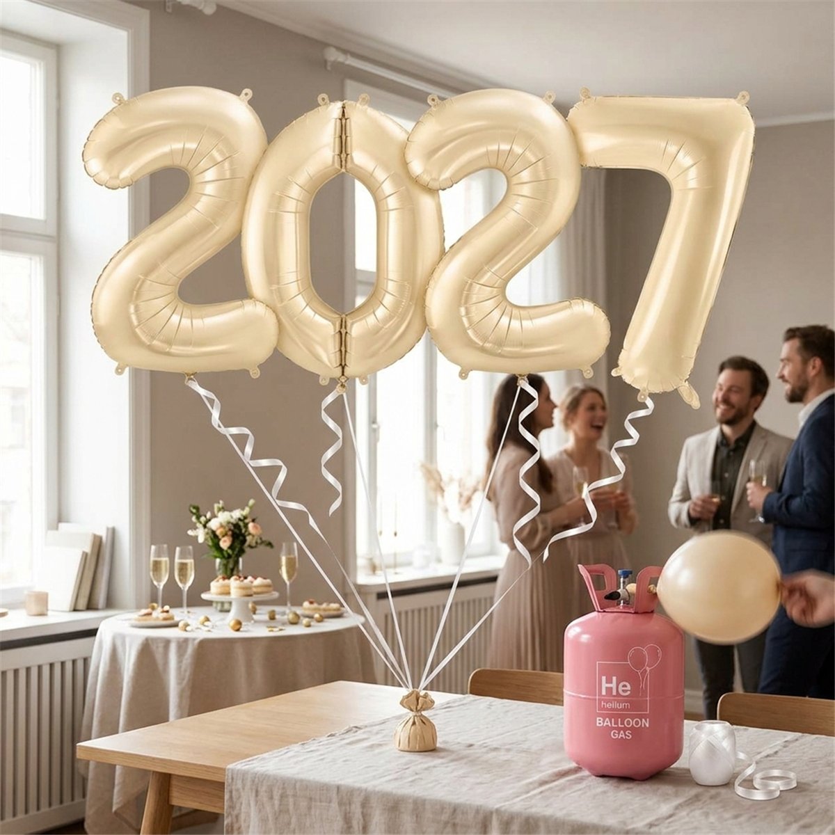 4 st Folieballonger 2027 ljusblå 86 cm – heliumkit 4 st Folieballonger 2027 ljusblå 86 cm – heliumkit