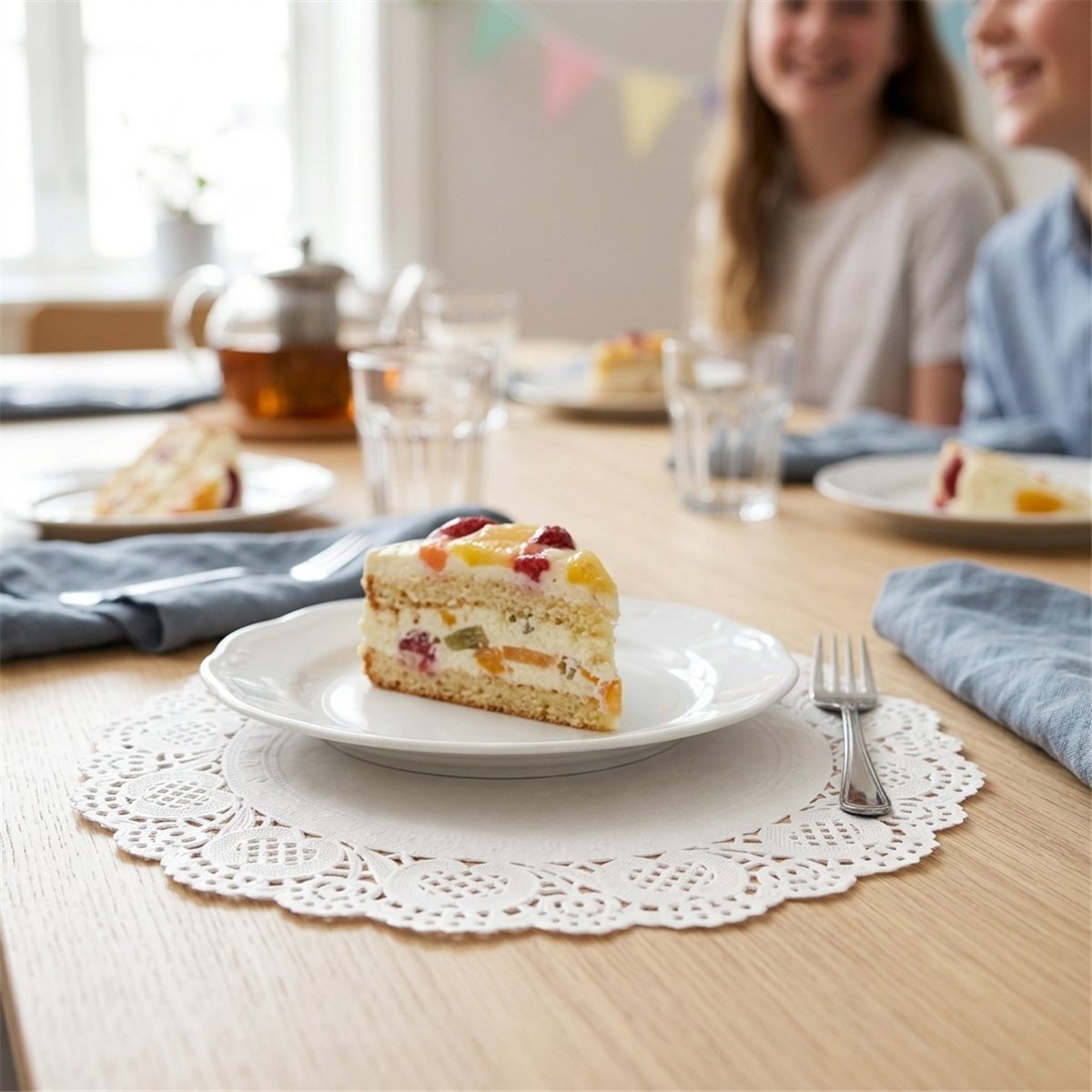 12 st Pappersunderl&auml;gg vita med spetskant 20 cm