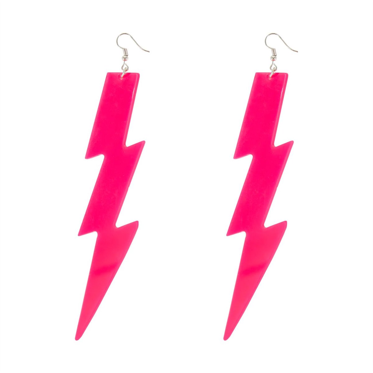 1 st Neonrosa Blixt&ouml;rh&auml;nge PP och metall 14 cm