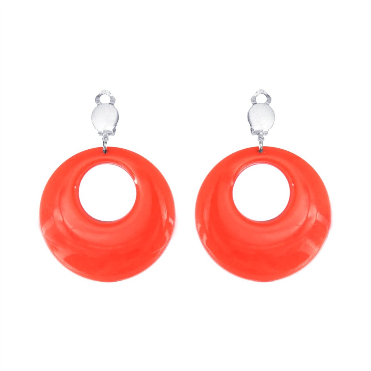 1 par Clip-on Hoop&ouml;rh&auml;ngen Neonorange 4,5 cm