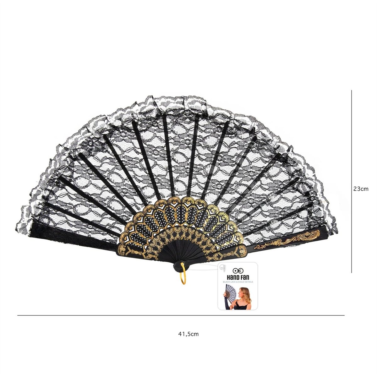 Svart Spetshandfl&auml;kt 23 cm &ndash; Flamenco & Maskerad