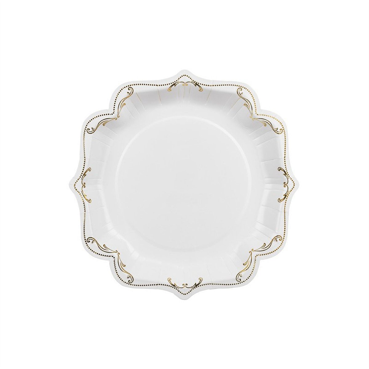 6 st Papptallrikar Vita med Guldornament 26 cm 6 st Papptallrikar Vita med Guldornament 26 cm