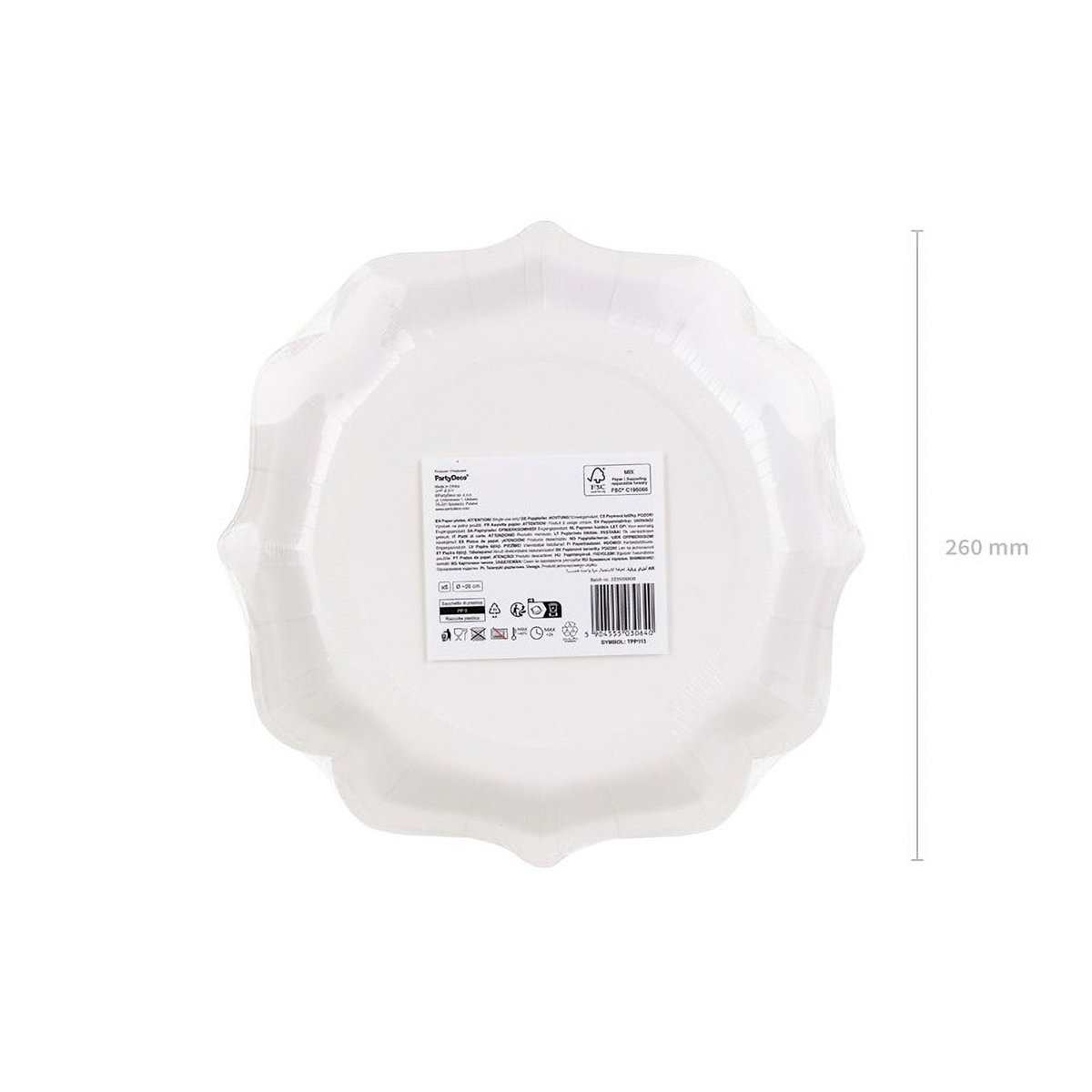 6 st Papptallrikar Vita med Guldornament 26 cm 6 st Papptallrikar Vita med Guldornament 26 cm