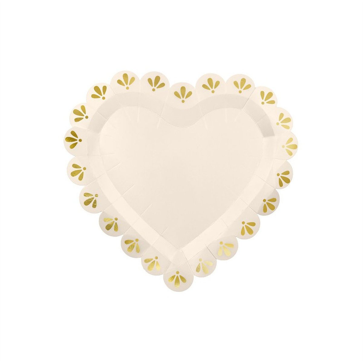 6 st. Papptallrikar Hjärtform Crème med Guld 26 cm 6 st. Papptallrikar Hjärtform Crème med Guld 26 cm