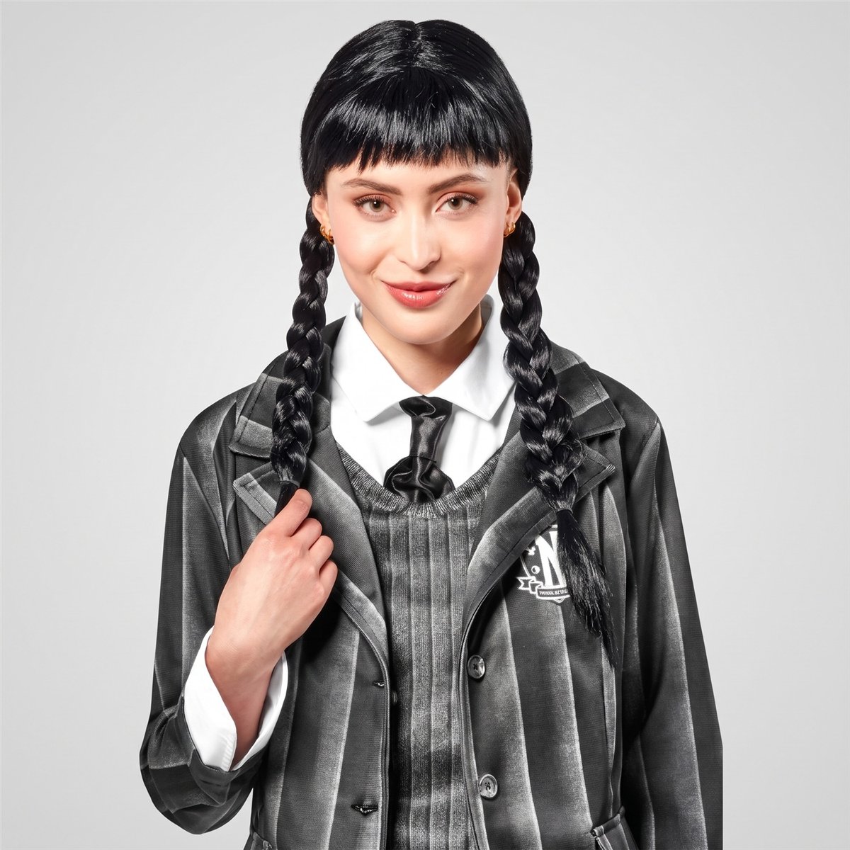 Wednesday® Addams peruk vuxen svart flätor Wednesday® Addams peruk vuxen svart flätor