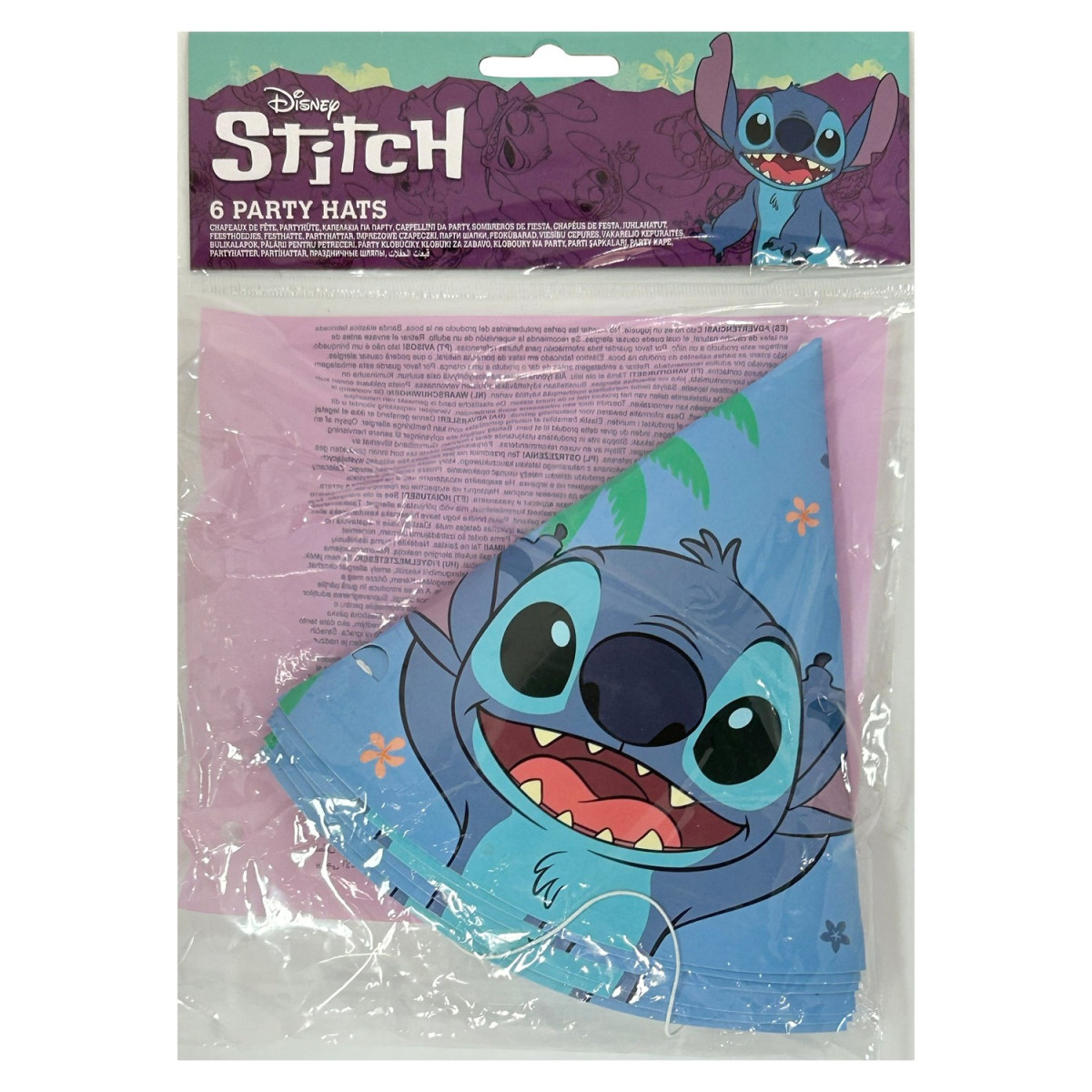 6 st. Disney&reg; Stitch & Angel Festhattar bl&aring; i papper
