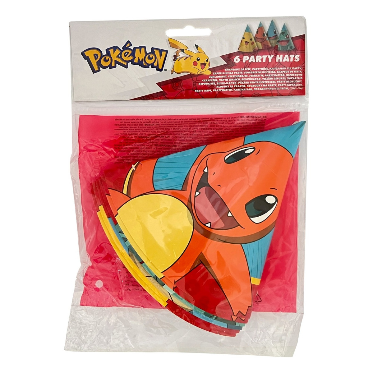 6 st. Pok&eacute;mon&reg; Festhattar i papper flerf&auml;rgade
