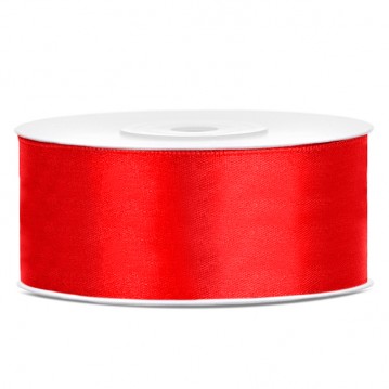 25 meter Satinband, Röd bredd 25 mm, perfekt för presentinslagning och dekorationer