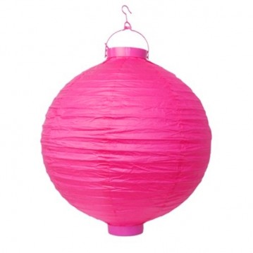 Rispapperslampa med LED-ljus Het Rosa 20 cm