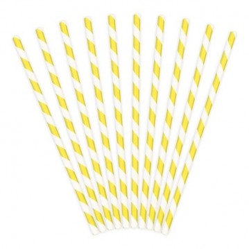 10 st Papperssugrör Twist gul - vit