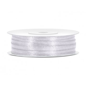 50 meter Satinband Vit, 3 mm Bred, 50 Meter Lång, Elegant Dekoration för Presenter och Kreativa Projekt