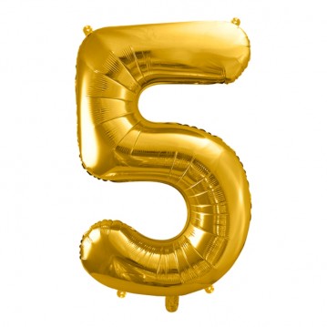 Guld 5 siffrig ballong - ca 35 cm