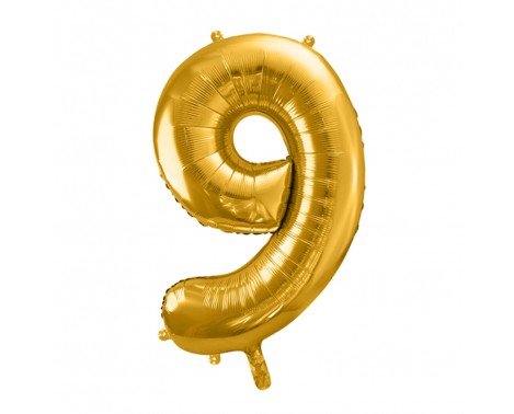 Guld 9 siffrig ballong - ca 35 cm Guld 9 siffrig ballong - ca 35 cm