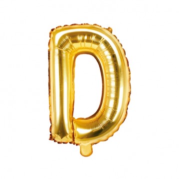 Guld D-bokstav ballong - ca 35 cm