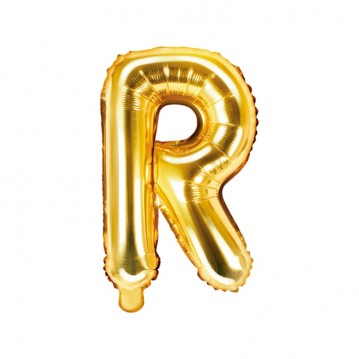 Guld R-bokstavsballong - ca 35 cm