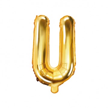 Guld U-bokstav ballong - ca 35 cm