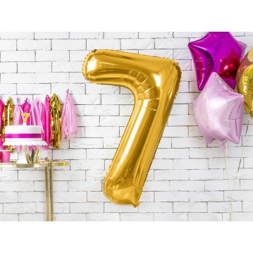 Guld 7 siffrig ballong - ca 86 cm Guld 7 siffrig ballong - ca 86 cm