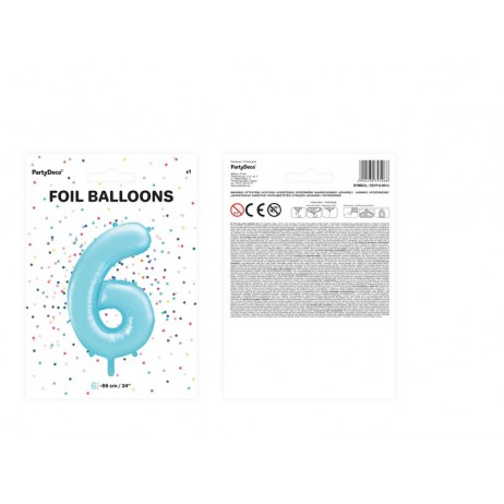 Ljusblå 6 siffrig ballong - ca 86 cm Ljusblå 6 siffrig ballong - ca 86 cm