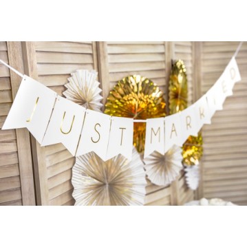 Bröllopsbanner - Just Married - Vit 15 x 155 cm Bröllopsbanner - Just Married - Vit 15 x 155 cm
