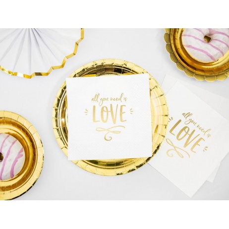 20 st. All you need is love, guld frukostservetter 20 st. All you need is love, guld frukostservetter