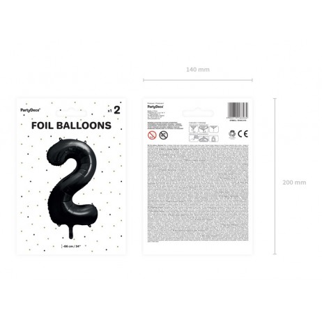 Svart 2 siffror ballong - ca 86 cm Svart 2 siffror ballong - ca 86 cm
